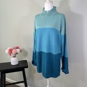 Stitches In Time Stripe Sweater Mock Neck Long‎ Sleeve Large